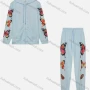 Wholesale Women's Casual Butterfly Print Long Sleeve Zipper Drawstring Hoodies & Drawstring Pants 2 Piece Set preview