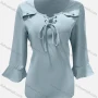 Wholesale Women's Casual Plain Tie Neck Long Sleeve Blouse preview