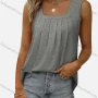 Wholesale Women's Casual Square Neck Plain Ruched Curved Hem Tank Tops 9903# preview