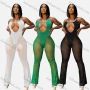 Wholesale Women's Sexy Lace Up Cut Out Backless Semi-sheer Halter Bodysuit preview