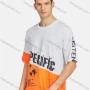 Wholesale Men's Casual Letter Graphic Colorblock Round Neck Short Sleeve Tee preview