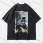 Wholesale Men's Fashion Hip Hop Oversized Crew Neck Short Sleeve Wash Distressed Graphic T-shirt 777# preview