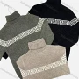 Wholesale Men's Casual Turtleneck Long Sleeve Geometric Print Knit Sweater preview