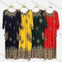 Wholesale Women's Boho Crew Neck 3/4 Sleeve Patch Pocket Folkloric Print Maxi Dress preview