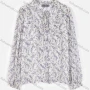 Wholesale Women's Casual Tie Neck Pearl Button Down Ruffle Trim Floral Shirt AT21066# preview