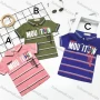 Wholesale Boys Casual Short Sleeve Embroidery Letter Striped Button Front Polo Shirts preview