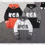 Wholesale Men's Casual Colorblock Letter Print Drawstring Long Sleeve Kangaroo Pocket Hoodie preview