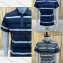 Wholesale Men's Casual Short Sleeve Colorblock Striped Button Front Polo Shirts preview