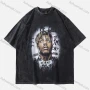 Wholesale Men's Fashion Hip Hop Oversized Crew Neck Short Sleeve Wash Distressed Graphic T-shirt 779# preview