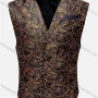Wholesale Men's Vintage Lapel Embroidered Single Breasted Silky Waistcoat preview