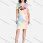 Wholesale Women's Casual Rond Neck Short Sleeve Letter Print Tie Dye Dress preview