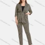 Wholesale Women's Casual Lapel Long Sleeve Tie Front Plaid Cardigan 2-piece Set preview