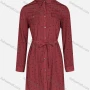 Wholesale Women's Casual Letter Print Collared Buttons Down Long Sleeve Flap Pockets Short Shirt Dress With Belt A1806# preview