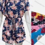 Wholesale Girls Causal Off Shoulder Short Sleeve Floral Print Drawstring Romper preview