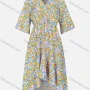 Wholesale Women's Casual Floral Print Wrap V Neck Half Sleeve High Low Ruffle Hem Midi Dress preview