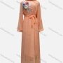 Wholesale Women's Floral Applique Swiss Dot Tie Front Long Sleeve Ruffle Hem Maxi Dress With Scarf preview