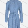 Wholesale Women's Casual Pin Dot Collared Buttons Down Long Sleeve Patch Pockets Short Shirt Dress With Belt T70117# preview