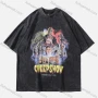 Wholesale Men's Fashion Hip Hop Oversized Crew Neck Short Sleeve Wash Distressed Graphic T-shirt 782# preview