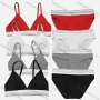 Wholesale Women's Striped Wire Free Comfortable Thin Cup Bra & Pantie Lingerie Set preview