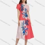 Wholesale Women's Elegant Mock Neck Floral Short Sleeve Chiffon Top 2-piece Set preview