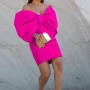 Wholesale Women's Plain Strapless Bow Knot Zip Back Bodycon Cocktail Short Dress preview