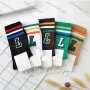 Wholesale Women's Casual Striped Letter Graphic Cushioned Ankle Socks preview