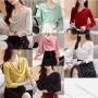 Wholesale Women's Casual Crew Neck Long Sleeve Plain Blouse preview