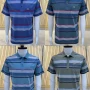Wholesale Men's Casual Short Sleeve Colorblock Striped Button Front Polo Shirts preview