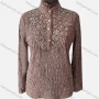 Wholesale Women's Causal Embroidered Mock Neck Long Sleeve Button Decor Plain Blouse preview