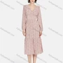 Wholesale Women's Casual Allover Print Button Front Long Sleeve Ruffle Hem Midi Dress preview