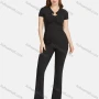 Wholesale Women's Casual Slim Fit Hollow Out Short Sleeve Ribbed Plain Blouse 2-piece Set preview