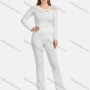 Wholesale Women's Casual Slim Fit Long Sleeve Cut Out Ribbed Pearl Decor Blouse 2-piece Set preview