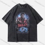 Wholesale Men's Fashion Hip Hop Oversized Crew Neck Short Sleeve Wash Distressed Graphic T-shirt 790# preview