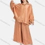 Wholesale Women's Casual Collared Shirt Sleeve Button Down Overshirt 2-piece Set preview