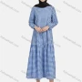 Wholesale Women's Casual Plaid Print Long Sleeve Ruffle Hem Midi Dress 1309# preview