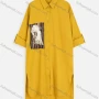 Wholesale Women's Casual 3/4 Sleeve Button Down Graphic Midi Shirt Dress preview
