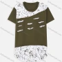 Wholesale Men's Fashion Irregular Print Curved Hem Distressed T Shirt preview