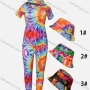 Wholesale Women's Casual Crew Neck Long Sleeve Tie Dye Blouse & Pants Set With Cap preview