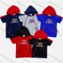 Wholesale Boys 100% Cotton Colorblock Letter Embroidered Short Sleeve Drawstring Hoodie preview