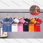 Wholesale Boys Short Sleeve Striped Embroidery Letter Graphic Quarter Zip Polo Shirt 8829# preview