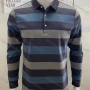 Wholesale Men's Casual Striped Colorblock Long Sleeve Polo Shirt preview