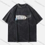 Wholesale Men's Fashion Hip Hop Oversized Crew Neck Short Sleeve Wash Distressed Graphic T-shirt 793# preview