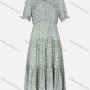 Wholesale Women's Casual Floral V Neck Allover Print Half Sleeve Buttons Front Ruffle Hem Maxi Dress preview