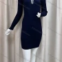 Wholesale Women's Casual Plain Notched Neck Long Sleeve Short Sweater Dress preview