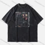 Wholesale Men's Fashion Hip Hop Oversized Crew Neck Short Sleeve Wash Distressed Graphic T-shirt 794# preview