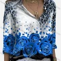 Wholesale Women's Fashion Long Sleeve Button Down Leopard Gradient Rose Pattern Splicing Shirts preview