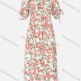 Wholesale Women's Casual Floral Allover Print Bateau Neck Ruffle Trim Split Hem Maxi Dress preview