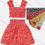 Wholesale Girls Casual Ruched Allover Print Tank Top & Elastic Waist Skirt Sets preview