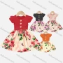 Wholesale Girls Causal Ruffle Sleeve Round Neck Button Decor Floral Print Dress preview