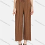 Wholesale Women's Casual Plain Drawstring High Waist Pleated Wide Leg Pants preview